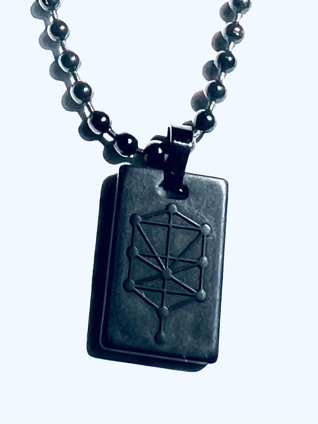 Nano Zohar Protection Necklace, Black Silicon Pendant with Tree of Life Design, 26-inch Stainless Steel Chain