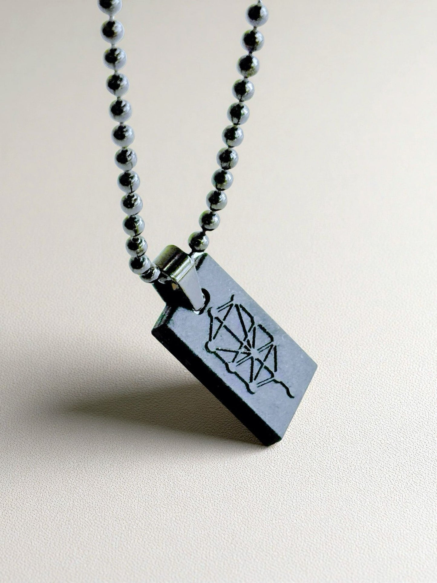 Nano Zohar Protection Necklace, Black Silicon Pendant with Tree of Life Design, 26-inch Stainless Steel Chain