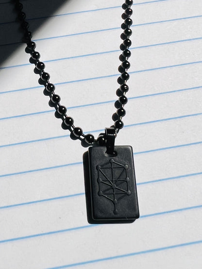 Nano Zohar Protection Necklace, Black Silicon Pendant with Tree of Life Design, 26-inch Stainless Steel Chain