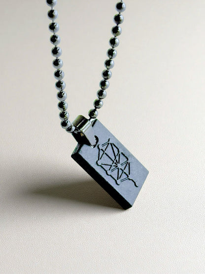 Nano Zohar Protection Necklace, Black Silicon Pendant with Tree of Life Design, 26-inch Stainless Steel Chain